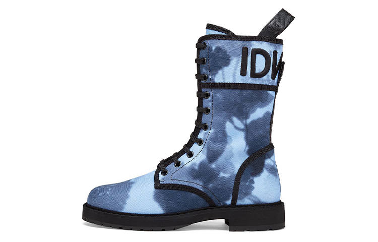 FENDI Signature Crew Combat Boots Women's Light Blue