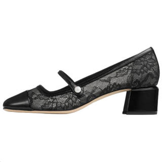 Jimmy Choo Elisa Chunky Heel Mary Jane Shoes 4.5cm Women's Black