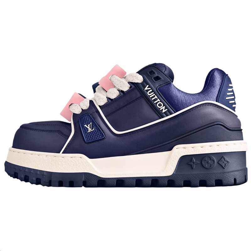LOUIS VUITTON Trainer Maxi LOVE Component Logo Cow Leather Low top Skateboard Shoes Women's Blue