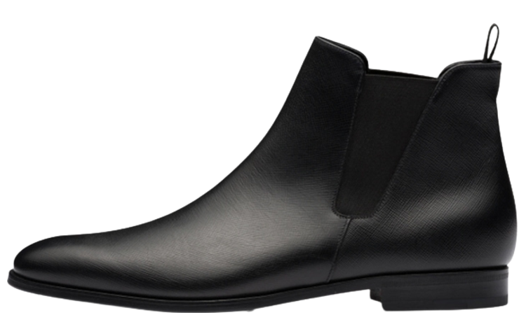 PRADA PRADA Leather Shaft Chelsea Boots Men's Black