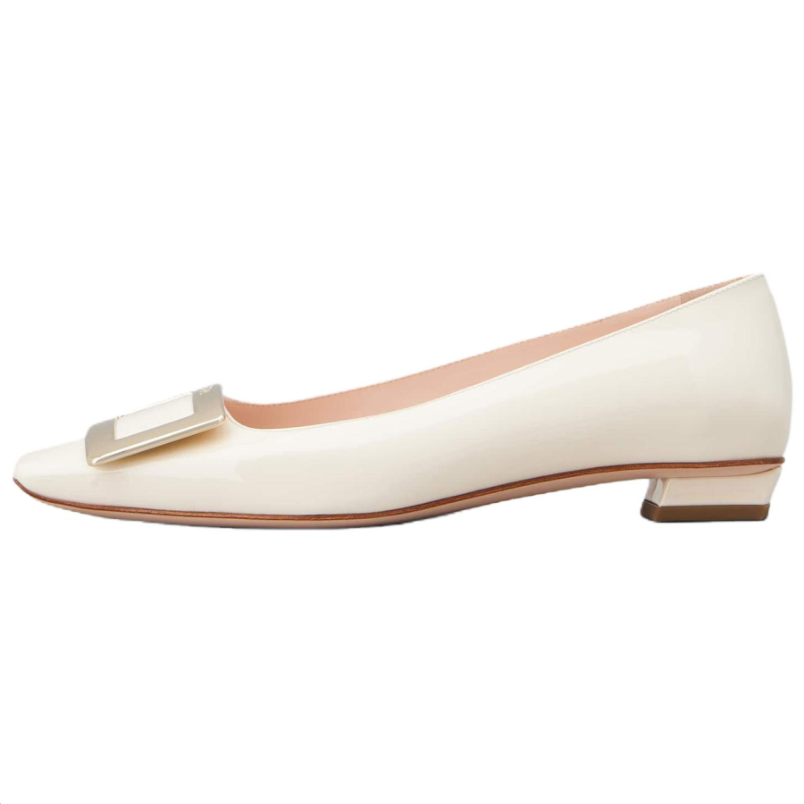Roger Vivier Belle Vivier Leather Casual Shoes 2.5cm Women's White