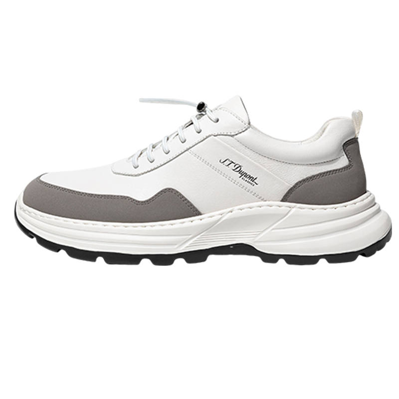 S.T.Dupont S. T.DUPONT Synthetic Leather, Top Grain Cow Leather Low top Casual Shoes Men's White Black