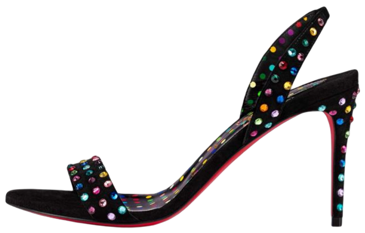 Christian Louboutin CL Leather High Heel One Strap Sandals 8.5cm Women's Black