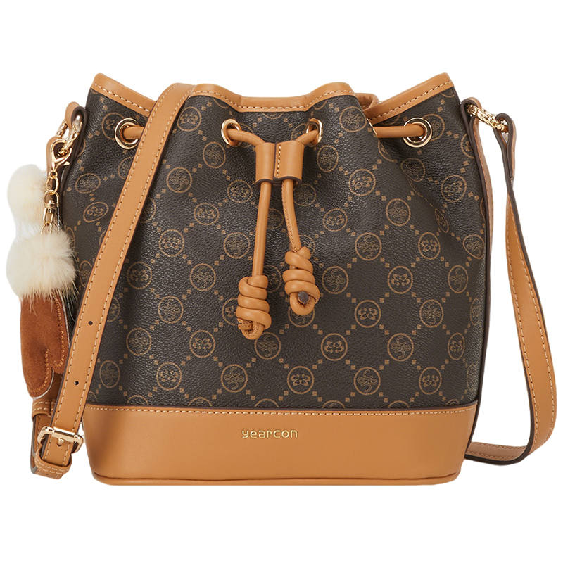 YEARCON PVC With Synthetic Leather Bucket Bag Handbag Small Women's Coffee