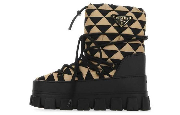 PRADA PRADA Thermal Short Snow Boots Women's Black Beige