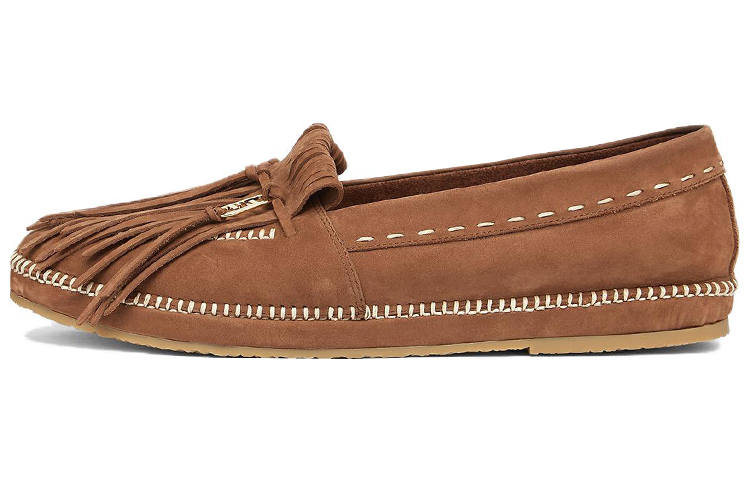 FENDI O'Lock Cow Leather Loafers Men's Brown