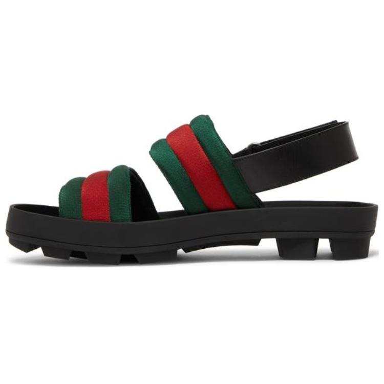 GUCCI One Strap Sandals Men's Green Red Black