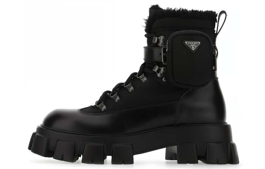 PRADA PRADA Cow Leather Ankle Boots Men's Black
