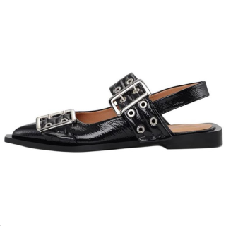 GANNI Feminine Buckle Slingback Ballet Flats Women's