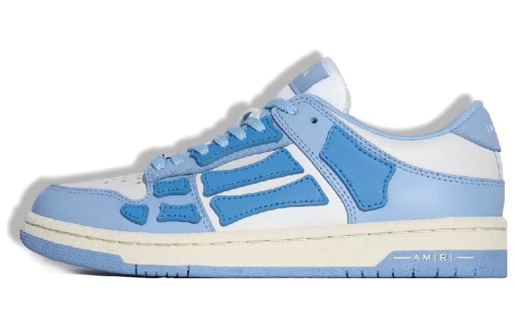 AMIRI Skel Top Low Leather Stylish Skateboarding Shoes Women's Blue White