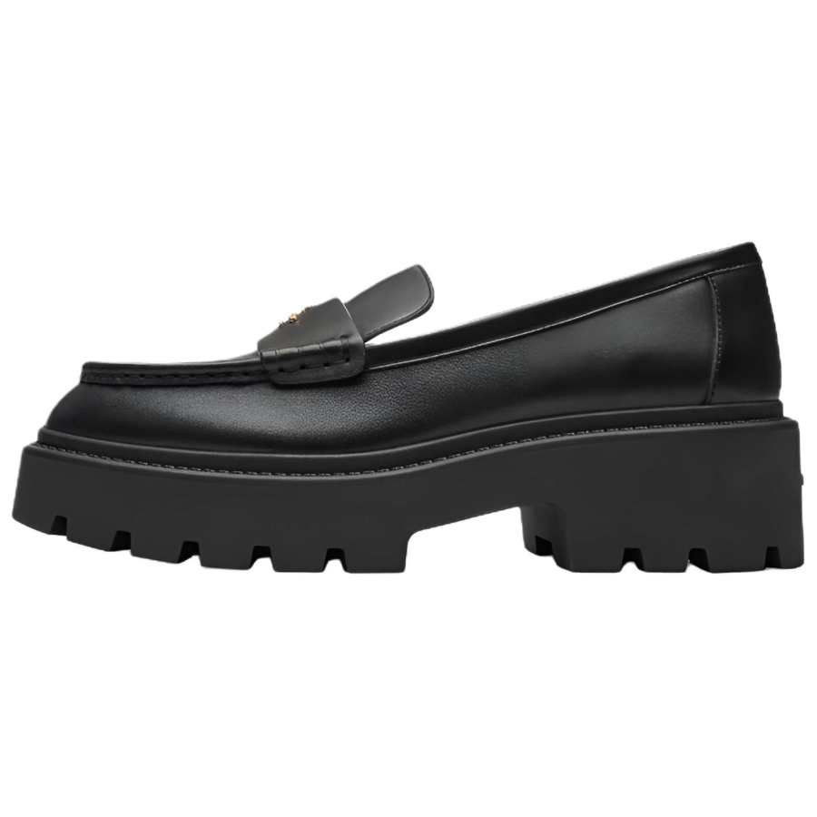 COACH Lucy Leather Chunky Heel High Heels 5cm Women's Black