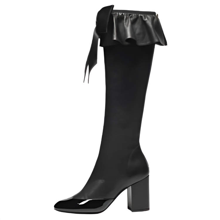 CHANEL 25K Knee high Boots 8.5cm Women's Black
