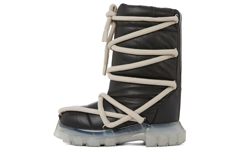 RICK OWENS RICK OWENS/RO Sheepskin Lace Up Ankle Boots Men's Black