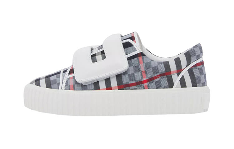 Burberry Low top Kids' Skateboarding Shoes Gray Red White Children Aged 3 7 Years Old