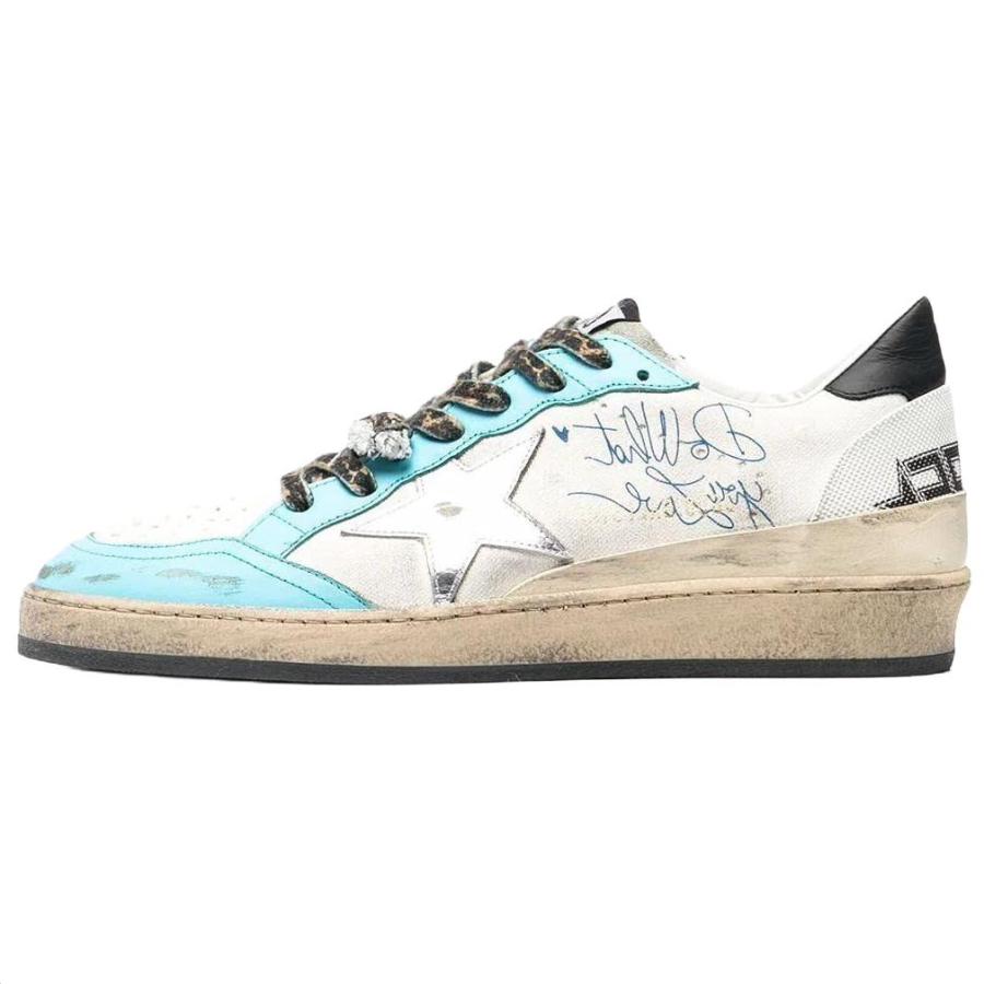 Golden Goose Super Star Low top Stylish Skateboarding Shoes Men's White Blue