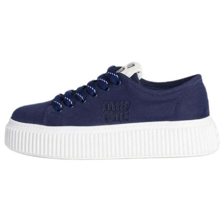 MIU MIU Denim Low top Skateboard Shoes Women's Blue