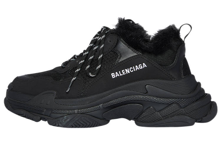 Balenciaga Triple S Fake Fur Black Women's