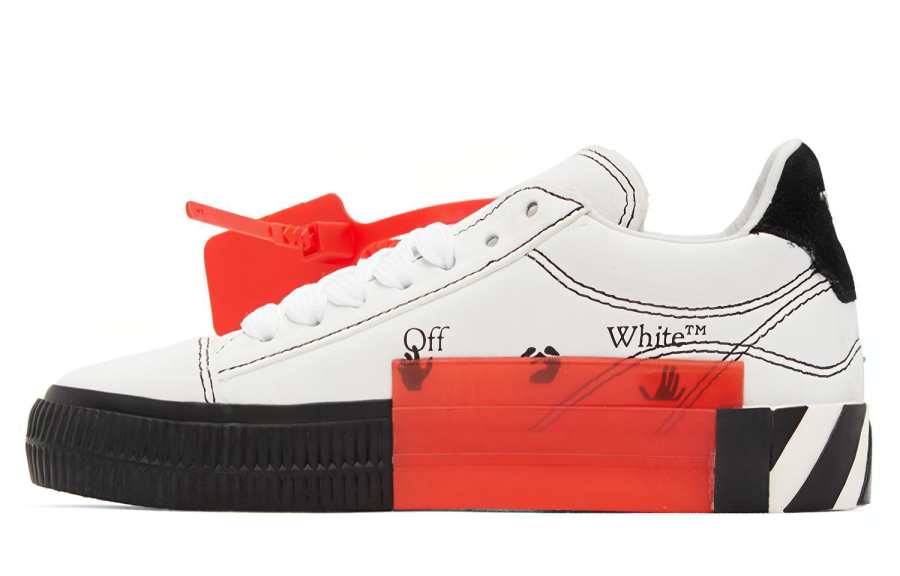 OFF-WHITE OFF WHITE Low Vulc Top Grain Cow Leather Low top Stylish Skateboarding Shoes Women's White