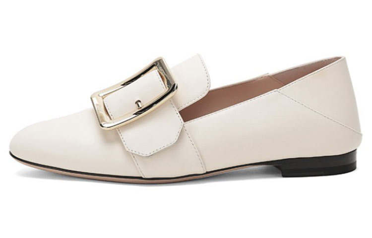 BALLY Cow Leather Loafers Women's Ivory White