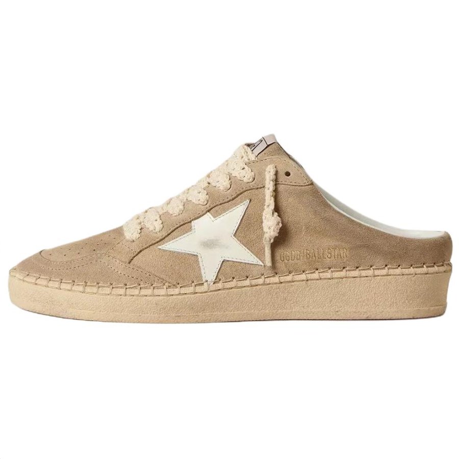 Golden Goose Ball Star Rubber Sole Quiet Closed Toe Slippers Women's Linen