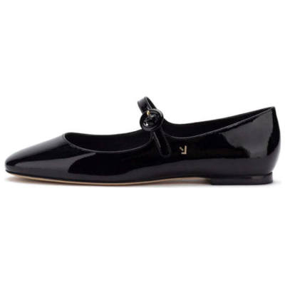 Larroude Blair Patent Leather Mary Jane Shoes Women's Black