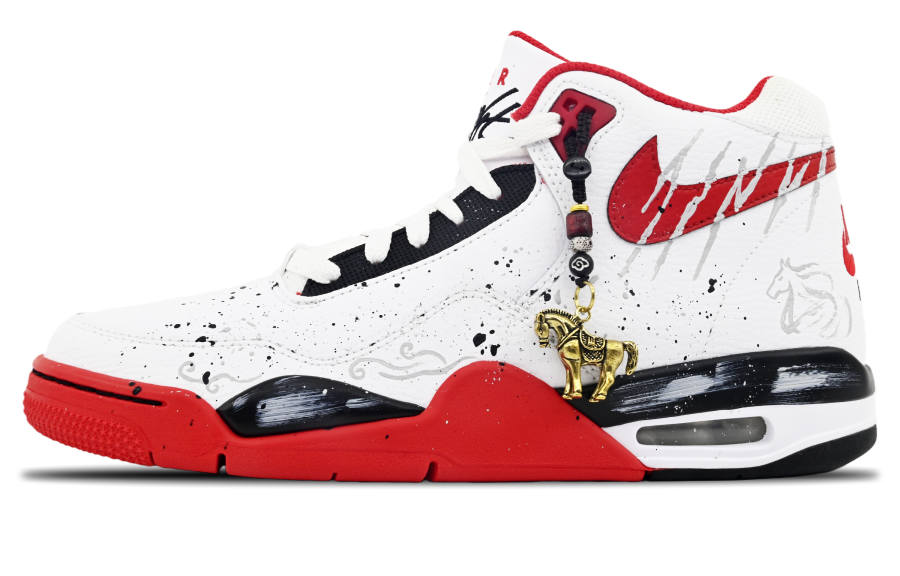 Nike Nike Flight Legacy Cushioning, Wear Resistant Mid top Vintage Basketball Shoes Unisex Red Black White