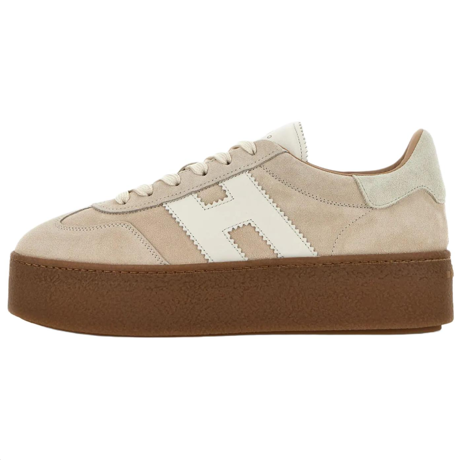 HOGAN Cool Leather, Suede Low top Skateboard Shoes 5.6cm Women's Light Umber
