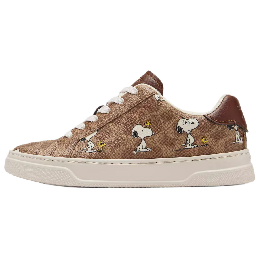 COACH x PEANUTS Leather Low top Skateboard Shoes Women's Brown