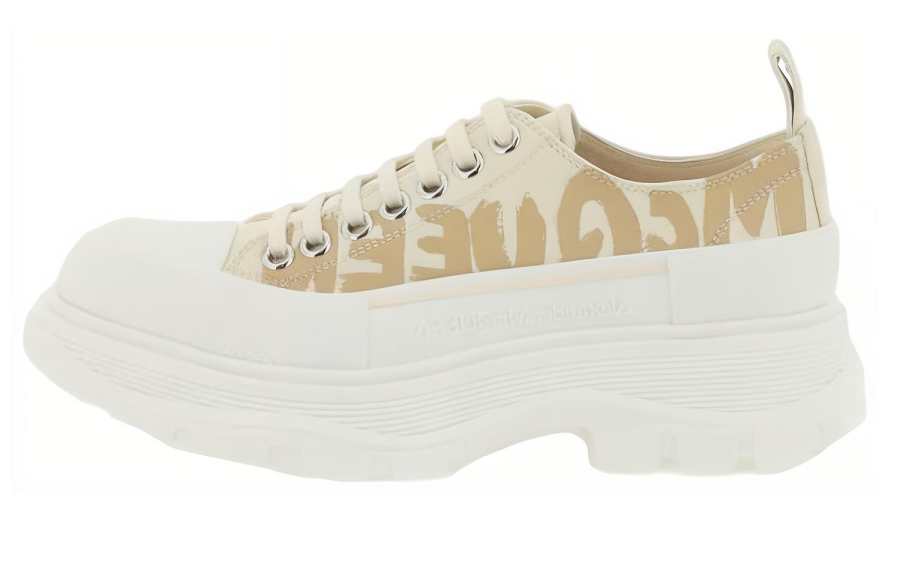Alexander McQueen Tread Slick Low Lace Up Beige Women's