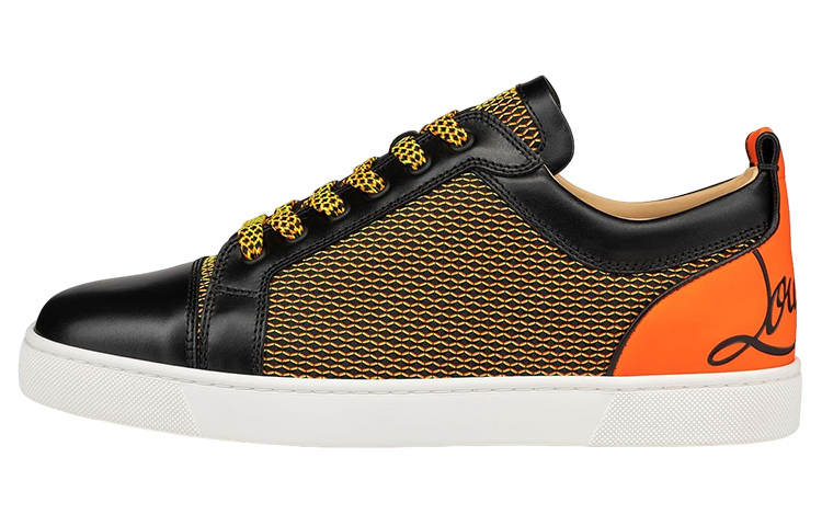 Christian Louboutin CL LUBOTING Textile, Leather Stylish Skateboarding Shoes Men's Black Orange