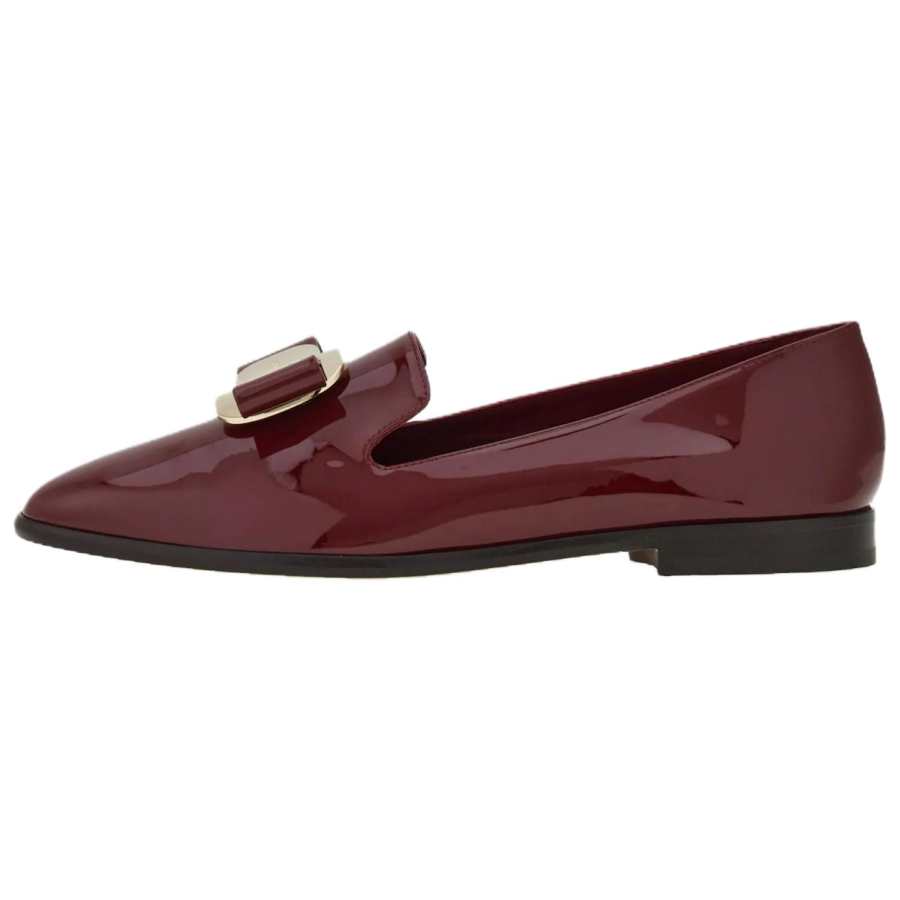FERRAGAMO Vara Cow Leather Casual Shoes 1.5cm Women's Red