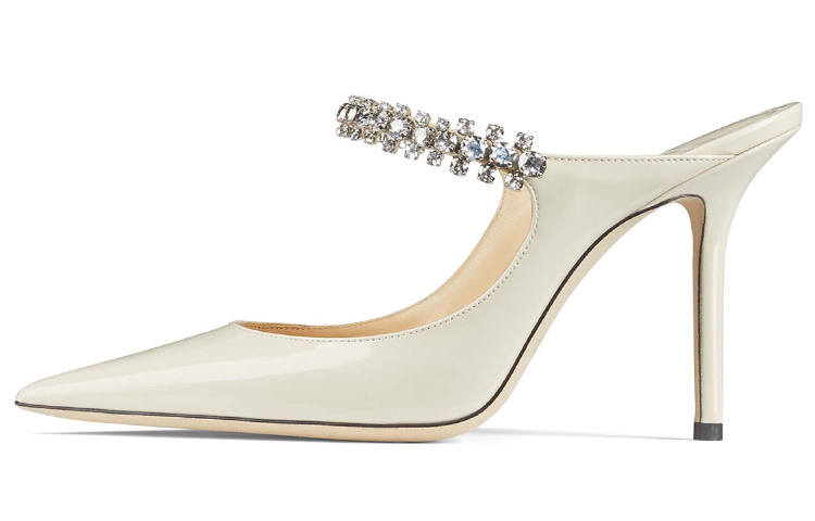Jimmy Choo Bing Closed Toe Slippers 10cm Women's White
