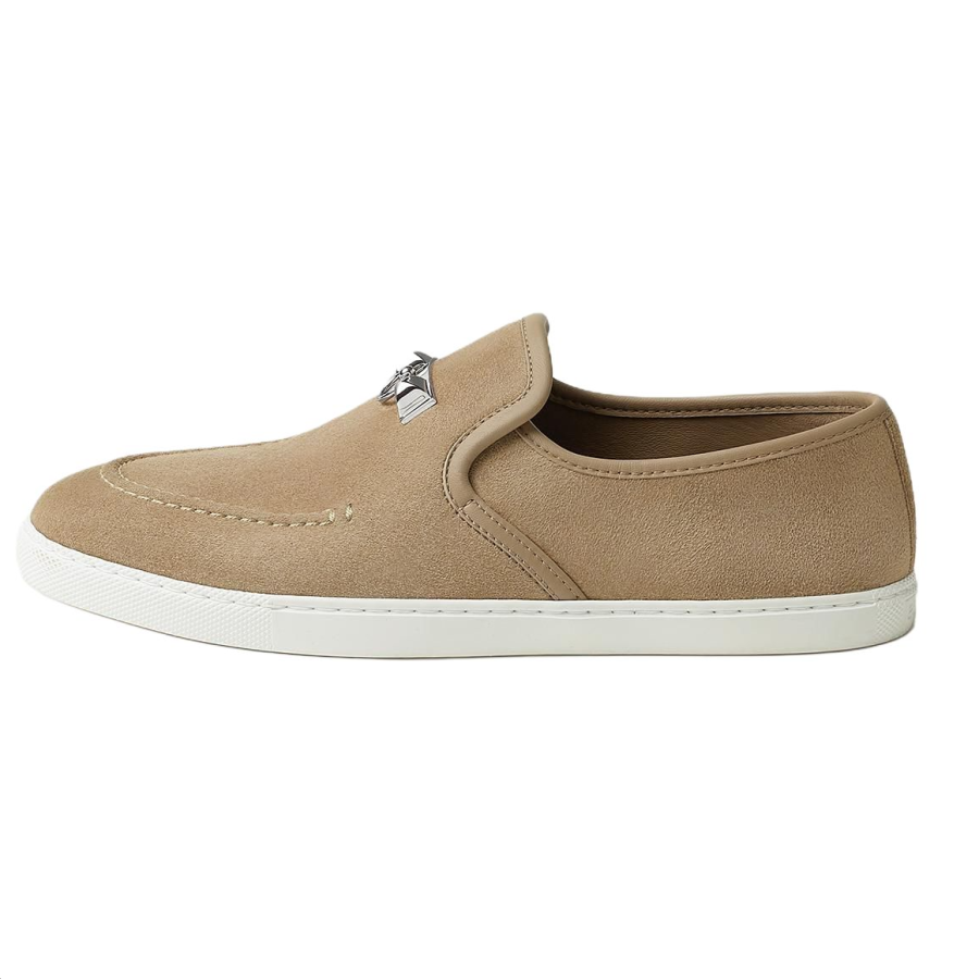 HERMES Jour Suede Loafers Women's Brown