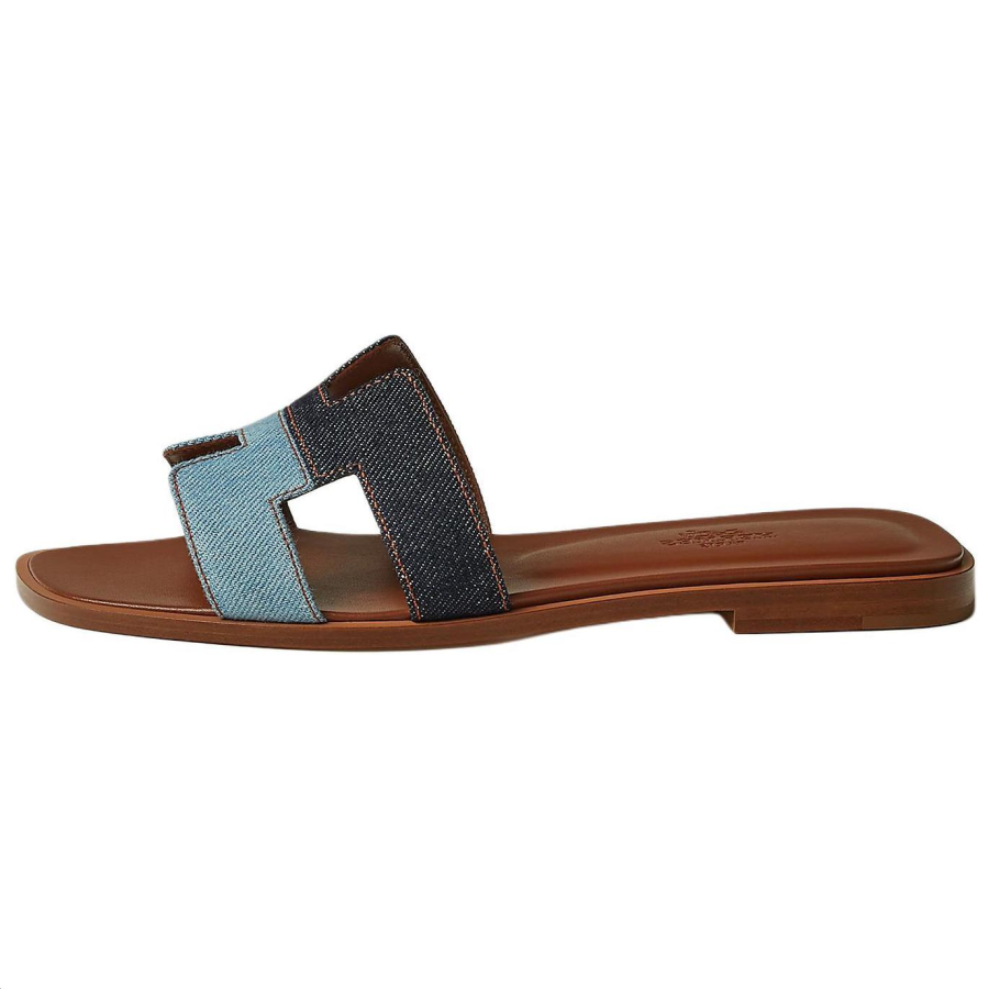 HERMES HERMES Oran Slide Slippers Women's Blue