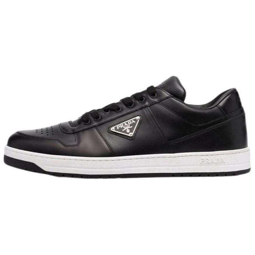 PRADA PRADA Downtown Low Top Sneakers Leather Black Black White