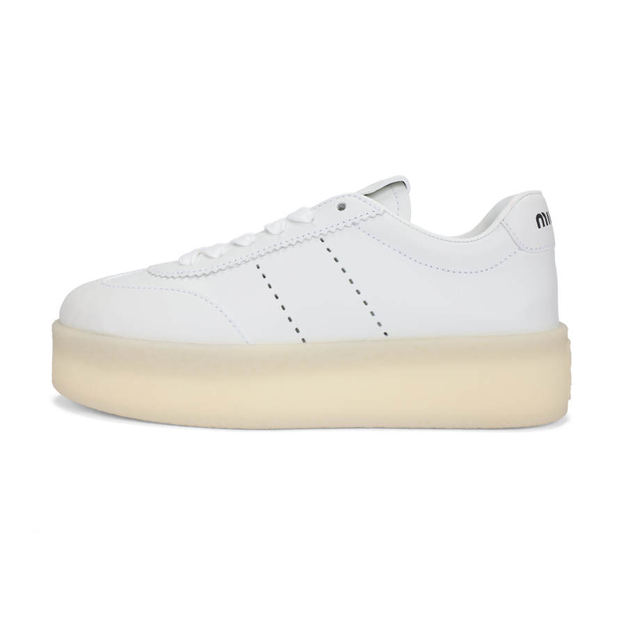 MIU MIU Leather Low top Skateboard Shoes Women's White
