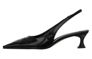 OPENyy Leather Chunky Heel High Heels Women's Black