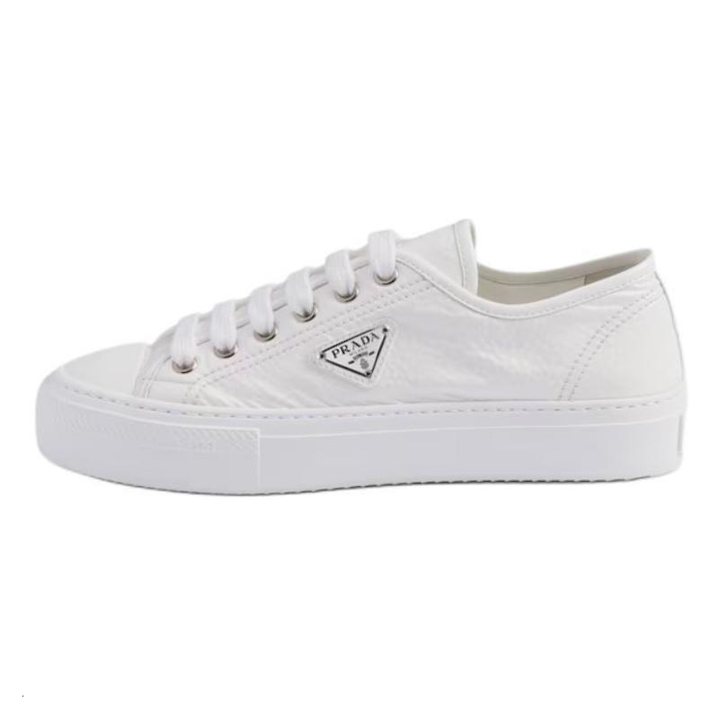 PRADA Naplak Leather Low top Skateboard Shoes Women's White