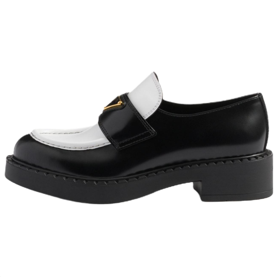 PRADA PRADA Chocolate Chunky Heel High Heels 5CM Women's Black White
