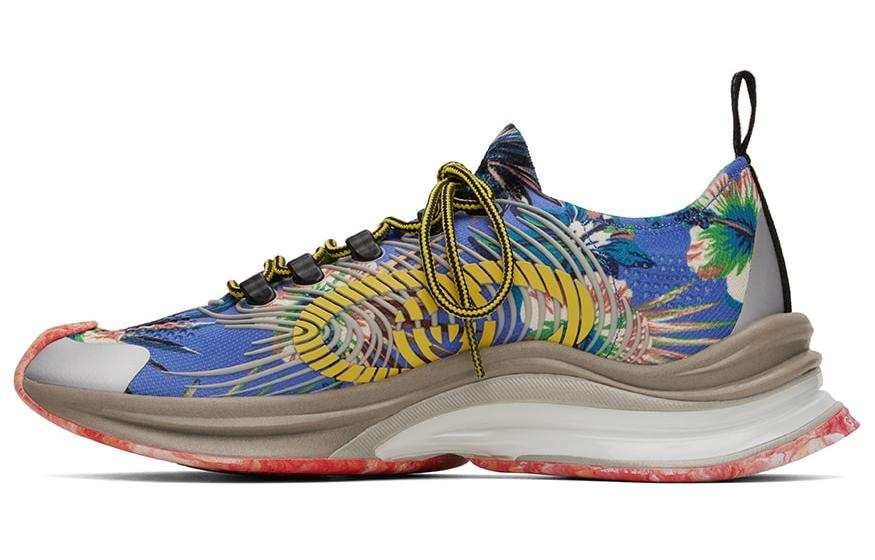 GUCCI RUN Fabric Abrasion Resistant Abrasion Resistant Low top Casual Shoes Men's Blue Yellow