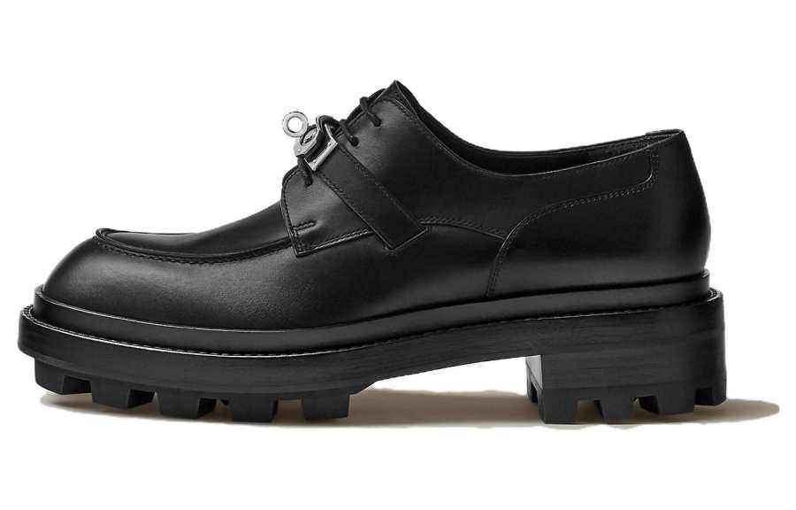 HERMES HERMES First Leather Casual Shoes Men's Black