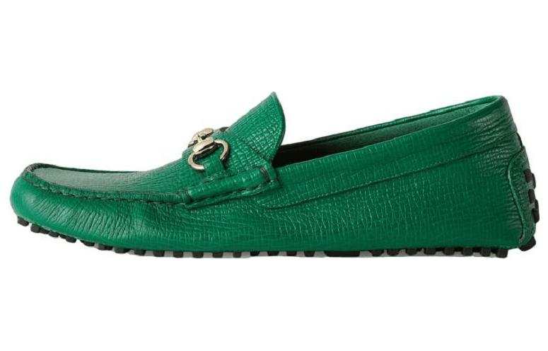 GUCCI Horsebit Leather Casual Shoes Men's Green