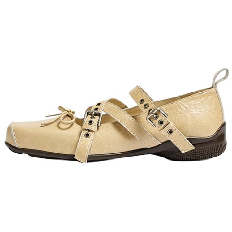 OPENyy Cow Leather Casual Shoes Women's Beige
