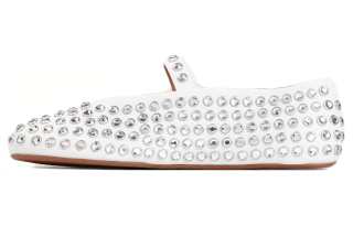 Alaia Leather Flat Mary Jane Shoes Women's White