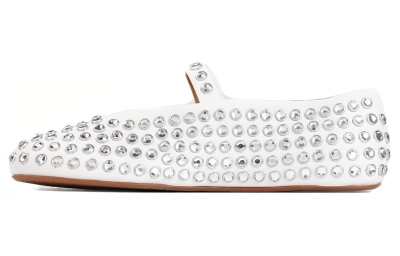 Alaia Leather Flat Mary Jane Shoes Women's White