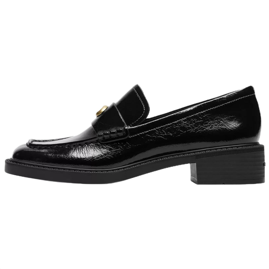 COACH Penny Cow Split Leather Loafers 2.5cm Women's Black