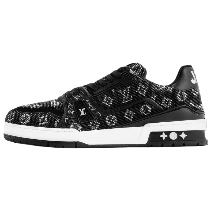 LOUIS VUITTON Trainer Cow Leather Low top Skateboard Shoes Men's Black