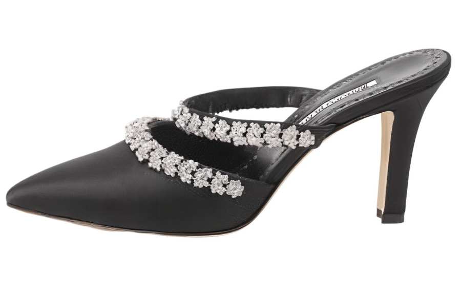 MANOLO BLAHNIK Closed Toe Slippers Women's Black
