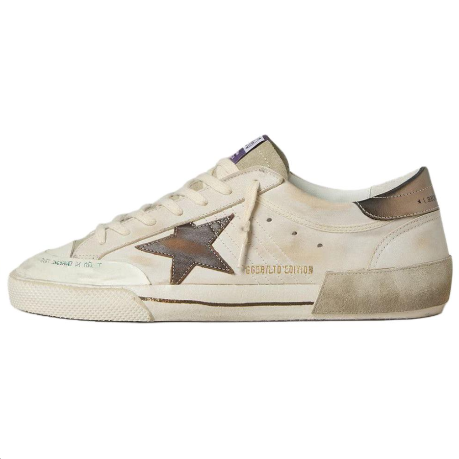 Golden Goose Super Star LTD Cow Leather Low top Skateboard Shoes Men's Light Gray
