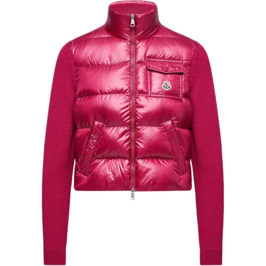 Moncler SS26 Quilted Wool Zip Up Cardigan Down Jacket Women's